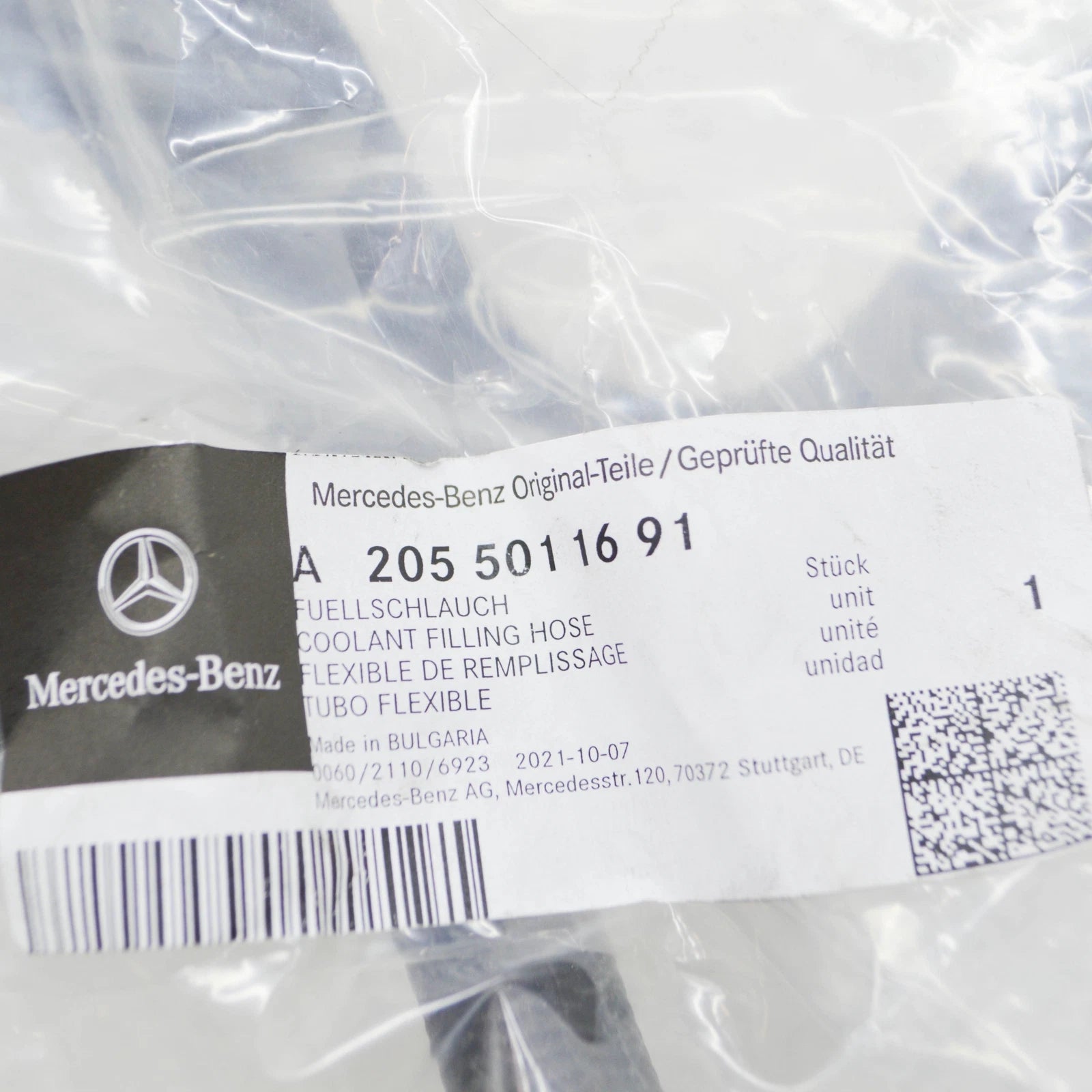 NEW MERCEDES-BENZ C W205 COOLER COOLANT FILLING HOSE A2055011691 ORIGINAL