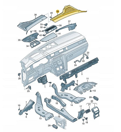 NEW VW PASSAT B8 3G FRONT RIGHT SIDE WIPERS GRILLE LHD 3G1819404F9B9 ORIGINAL