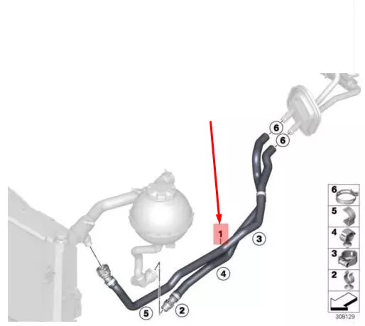 NEW BMW 1 F20 HEATER WATER HOSE 64219223587 9223587 ORIGINAL