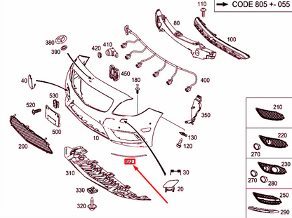 NEW MERCEDES-BENZ B W246 FRONT BUMPER LEFT CHROME MOLDING A2468850421 ORIGINAL