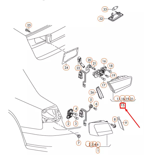 NEW AUDI A6 C7 REAR RIGHT INNER LED TAILLIGHT 4G5945094B ORIGINAL