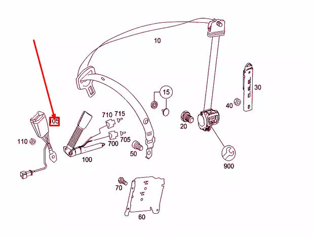 NEW MERCEDES-BENZ R W251 FRONT RIGHT SEAT BELT LOCK A25186032699051 ORIGINAL