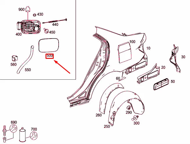 NEW MERCEDES-BENZ C W204 FUEL TANK FLAP ,FUEL FILLER DOOR PANELING A2047540009