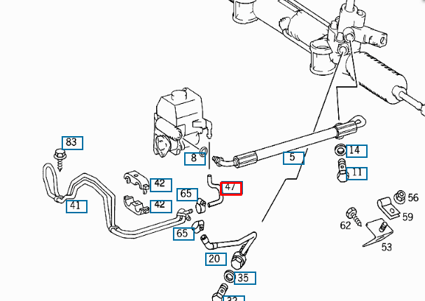 NEW MERCEDES BENZ E W210 POWER STEERING RETURN HOSE A2109972382 ORIGINAL