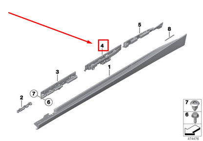 NEW BMW 4 F36 LEFT ROCKER PANEL MOLDING BRACKET 51777320207 7320207 ORIGINAL