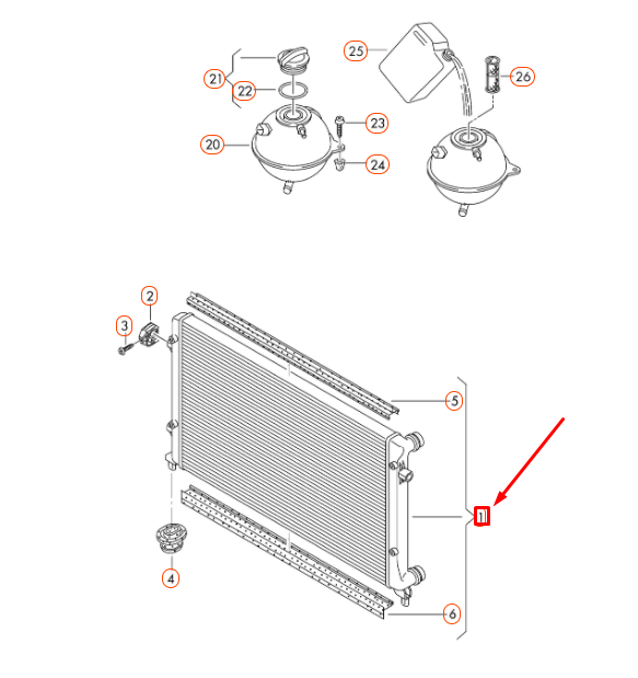 new volkswagen beetle a5 cooling radiator 5k0121251aa original