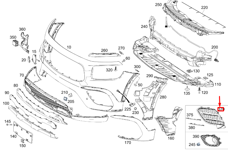 new mercedes-benz glb x247 front right grille lower cover a2478856609 original