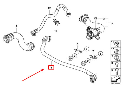 NEW BMW X3 E83 LOWER RADIATOR HOSE 3422785 17123422785 ORIGINAL