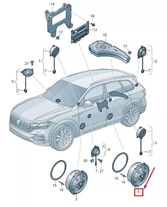 NEW VW TOUAREG CR REAR RIGHT DOOR SOUND SPEAKER 760035454A