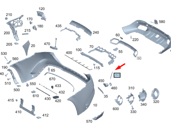 NEW MB GLE W167 REAR RIGHT BUMPER GRILL COVER TRIM A1678851803 ORIGINAL