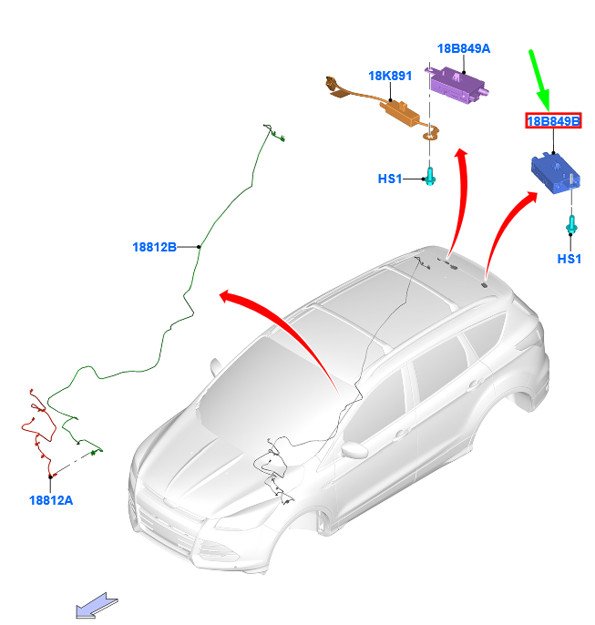 new ford kuga mk2 c520 am/fm aerial amplifier assy 1694152 original