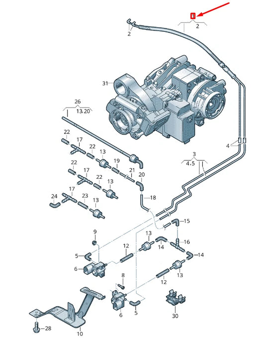 NEW VW TRANSPORTER VI T6 REAR AXLE DIFFERENTIAL VACUUM HOSE 7H0525671B