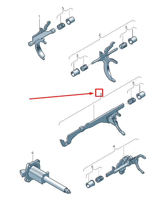 new audi q5 8r gear selector shaft with selector fork 0b1311559c original