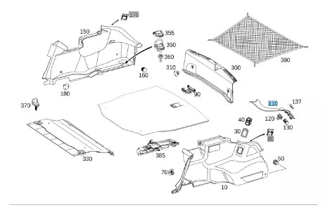 NEW MERCEDES-BENZ C W205 REAR RIGHT LUGGAGE DRIP TRIM COVER A2056908605 ORIGINAL