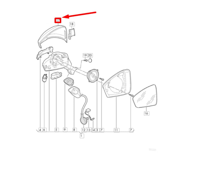 NEW VW TOUAREG CR MK3 FRONT LEFT DOOR MIRROR CAP 760857537GRU ORIGINAL