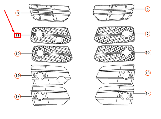 new audi q7 8r front bumper right grille 8r0807682fzde original