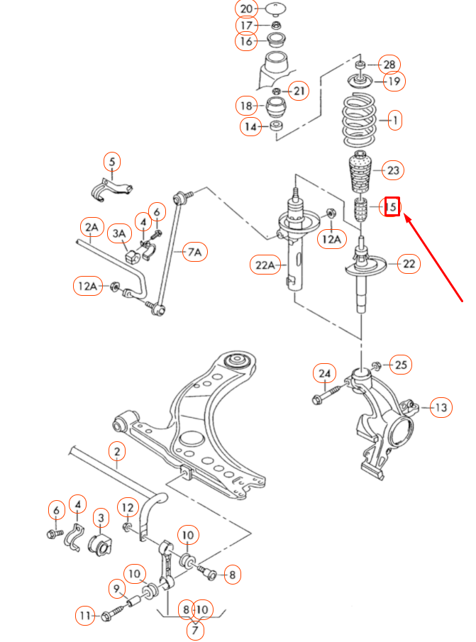new vw beetle 9c front axle shock absorber bump stop 1j0412303 original