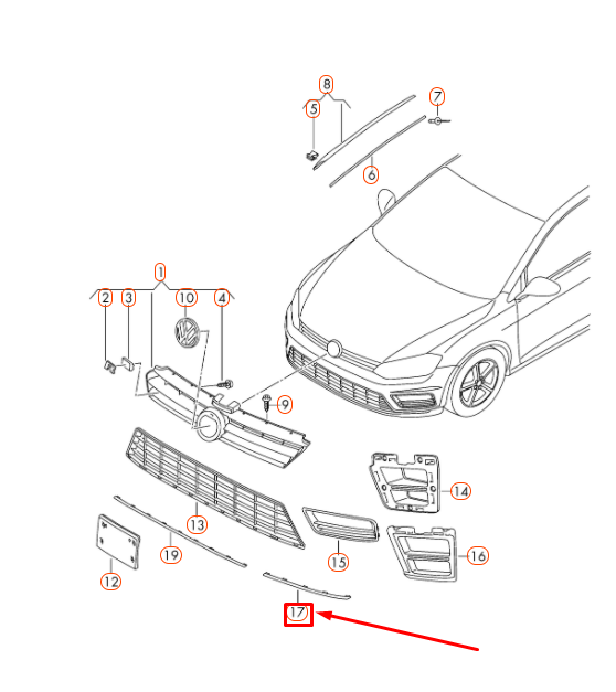 NEW VW GOLF MK7 FRONT BUMPER LEFT VENT GRILLE TRIM 5G0853763A2ZZ ORIGINAL
