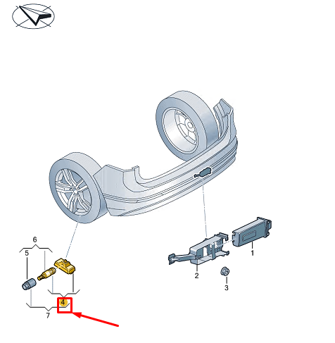new vw caddy sb mk4 tyre pressure sensor 2n0907251b original