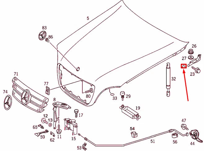 NEW MERCEDES-BENZ ML W163 ENGINE HOOD LEFT HINGE A1638800328 ORIGINAL