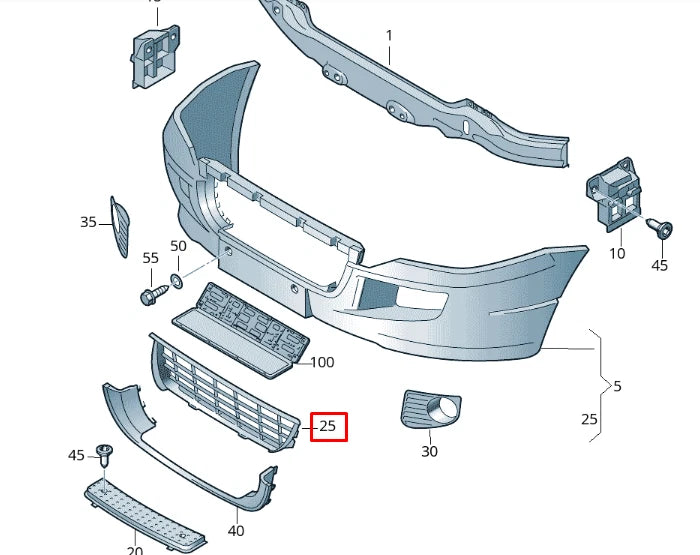 NEW VOLKSWAGEN CRAFTER 2F FRONT BUMPER LOWER GRILLE 2E0807835A ORIGINAL