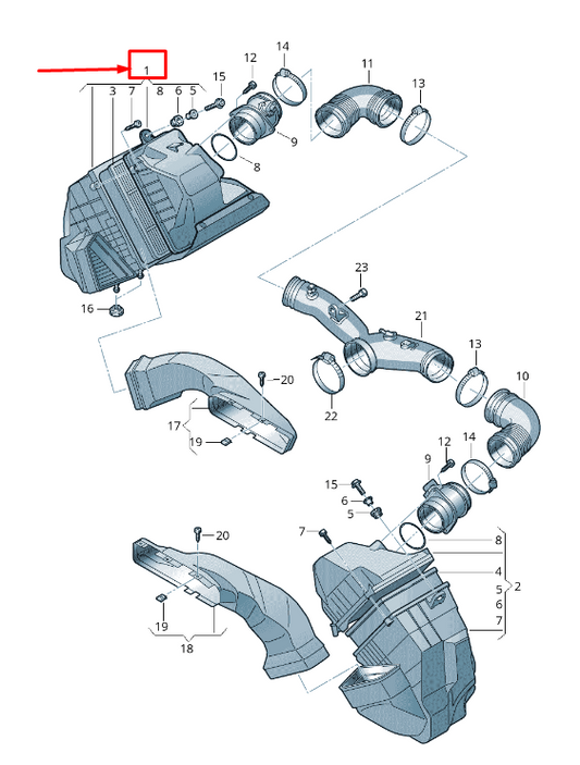 new vw phaeton 3d engine air filter box 3d0129607bn original