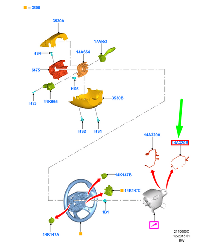 new ford focus mk3 c346 steering wheel wire assy 1801776 original