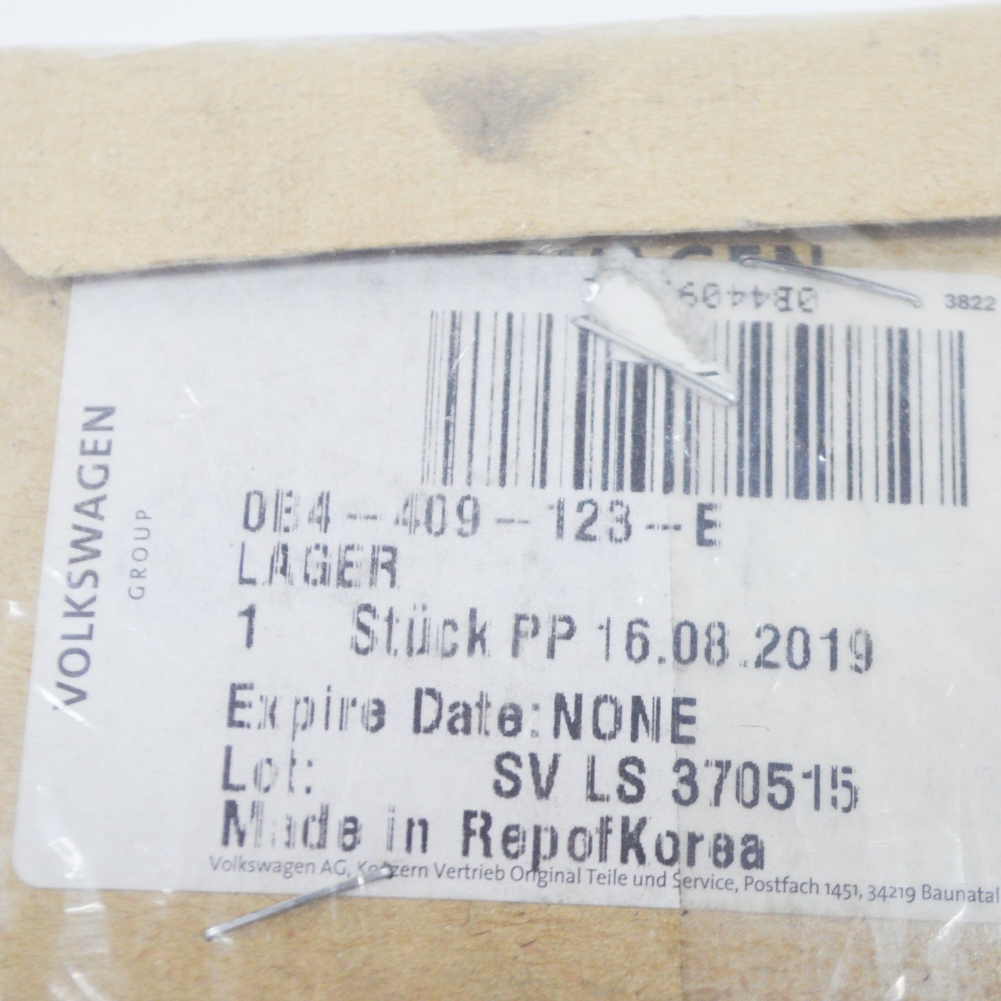 NEW AUDI A4 B8 MANUAL TRANSMISSION DIFFERENTIAL LEFT BEARING 0B4409123E ORIGINAL