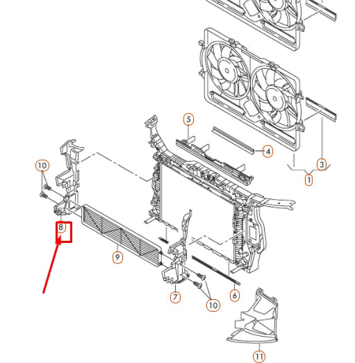 NEW AUDI Q5 8R RADIATOR RIGHT AIR GUIDE 8R0121284P ORIGINAL