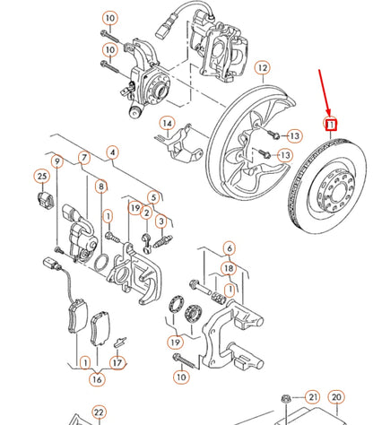 NEW AUDI A8 D3 REAR VENTED BRAKE DISC 4E0615601K ORIGINAL