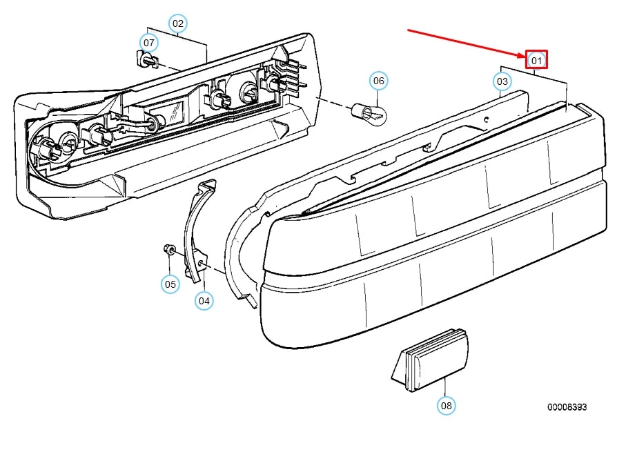 NEW BMW 3 E30 REAR RIGHT TAILLIGHT WITH FOG LIGHT 63211386942 ORIGINAL