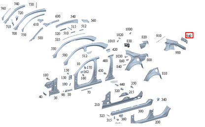 NEW MERCEDES-BENZ S W223 INNER RIGHT C-PILLAR STRUT A2236362800 ORIGINAL