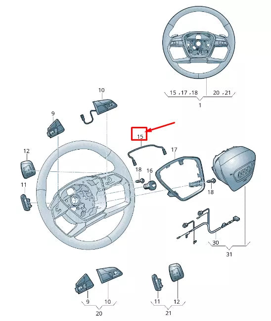 NEW AUDI E-TRON GEN STEERING WHEEL WIRING HARNESS 4N0971589B