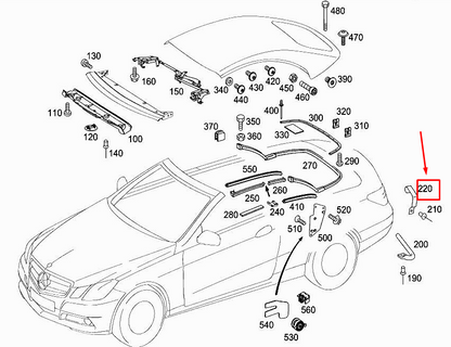 new mercedes-benz e cabrio a207 right rear bow bracket a2097740433 original