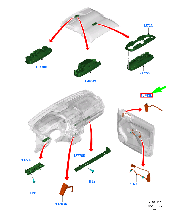 new ford ranger t6 front right door lamp socket and wire 1902892 original