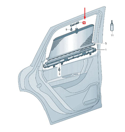 NEW VW TOUAREG 7P REAR DOOR WINDOW SUNBLIND SUSPENSION LUG 7P68617899B9 ORIGINAL