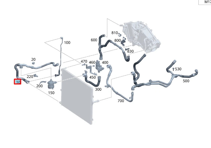 NEW MERCEDES-BENZ S W223 RIGHT SIDE WATER RADIATOR HOSE A2235012202 ORIGINAL