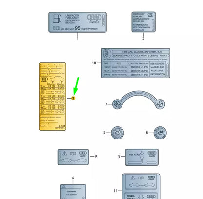 NEW AUDI Q5 8R TYRE PRESSURE DATA PLATE 8R0010502CA ORIGINAL