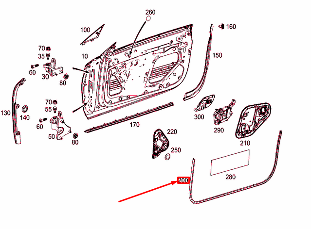 new mb e coupe c238 front left door circumferential seal a2387272700 original