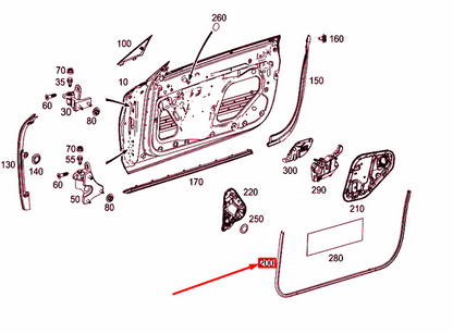 new mb e coupe c238 front left door circumferential seal a2387272700 original