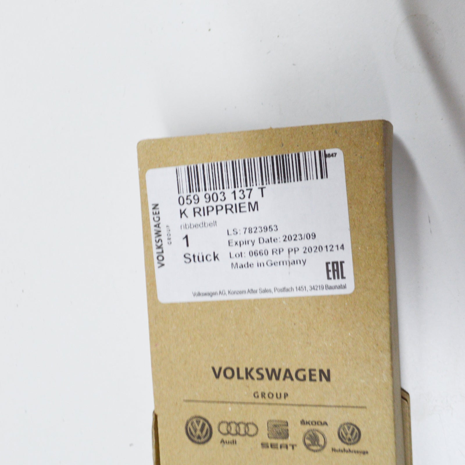 NEW VOLKSWAGEN TOUAREG 7L V-RIBBED SERPENTINE BELT 059903137T 3.0 DIESEL