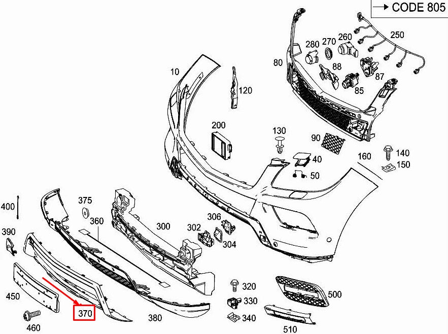 NEW MERCEDES-BENZ M W166 FRONT BUMPER LOWER TRIM PANEL A1668858025 ORIGINAL