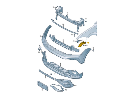 NEW VOLKSWAGEN TIGUAN AD FRONT RIGHT BUMPER BRACKET GUIDE 5NN807050A ORIGINAL