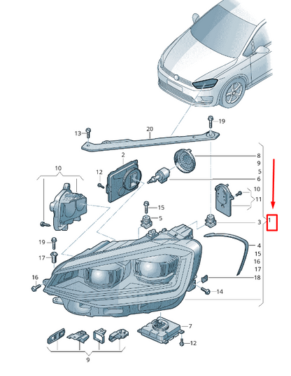 new vw golf sportsvan am front left headlight rhd 518941113a original