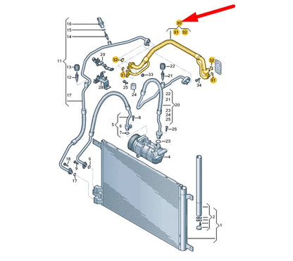 NEW VW ARTEON 3H7 A/C COOLANT PIPE WITH INNER HEAT EXCHANGER 5WC816738A ORIGINAL