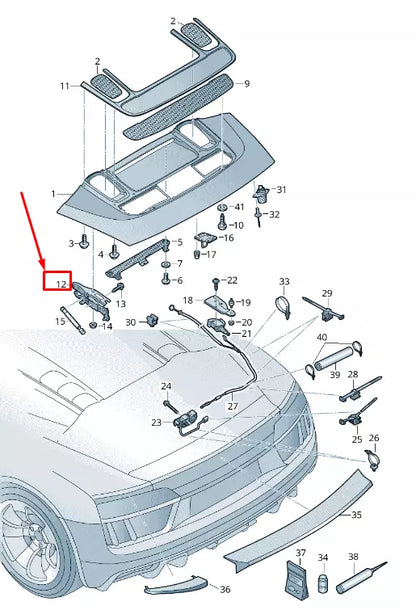 NEW AUDI R8 4S REAR LEFT SIDE BOOTLID HINGE 4S7827301