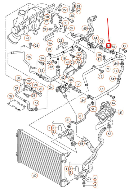 NEW AUDI A4 B7 COOLANT FLANGE HOSE 06D121101B ORIGINAL