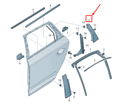 new audi a4 avant b9 rear left door pillar c trim 8w9839903a5fq original