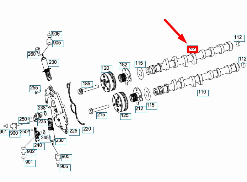 NEW MERCEDES-BENZ C W204 RIGHT EXHAUST CAMSHAFT A1560504201 ORIGINAL