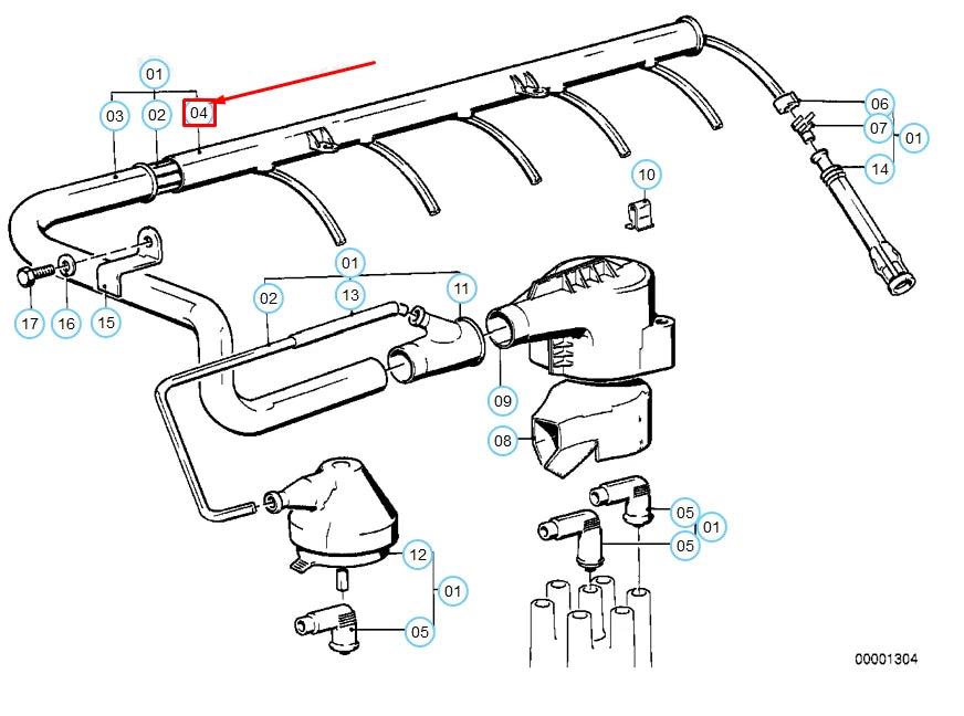NEW BMW 3 E30 IGNITION WIRING TUBE 12121719889 1719889 ORIGINAL